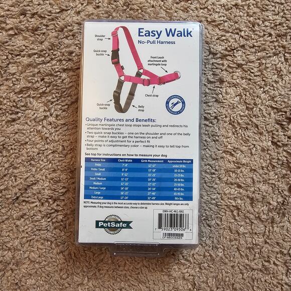 PetSafe Easy Walk No Pull Dog Harness Rasberry/Gray Size Med/Large 40 to 65 lbs - Picture 4 of 9